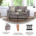 Canapé deux places Flash Furniture Hudson, style moderne du milieu du siècle, avec revêtement capitonné et pieds en bois massif