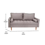 Canapé deux places Flash Furniture Hudson, style moderne du milieu du siècle, avec revêtement capitonné et pieds en bois massif