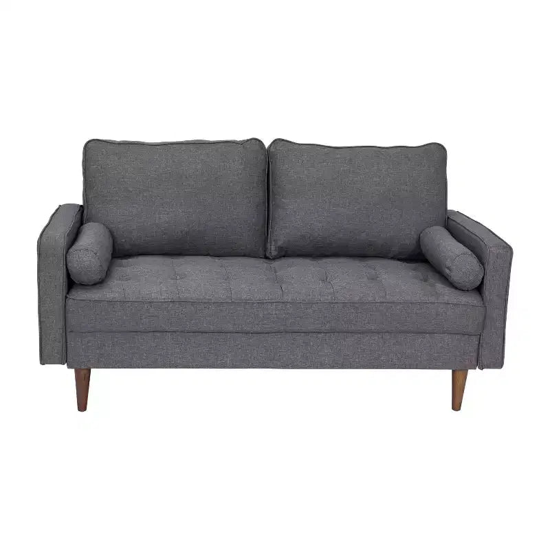 Canapé deux places Flash Furniture Hudson, style moderne du milieu du siècle, avec revêtement capitonné et pieds en bois massif