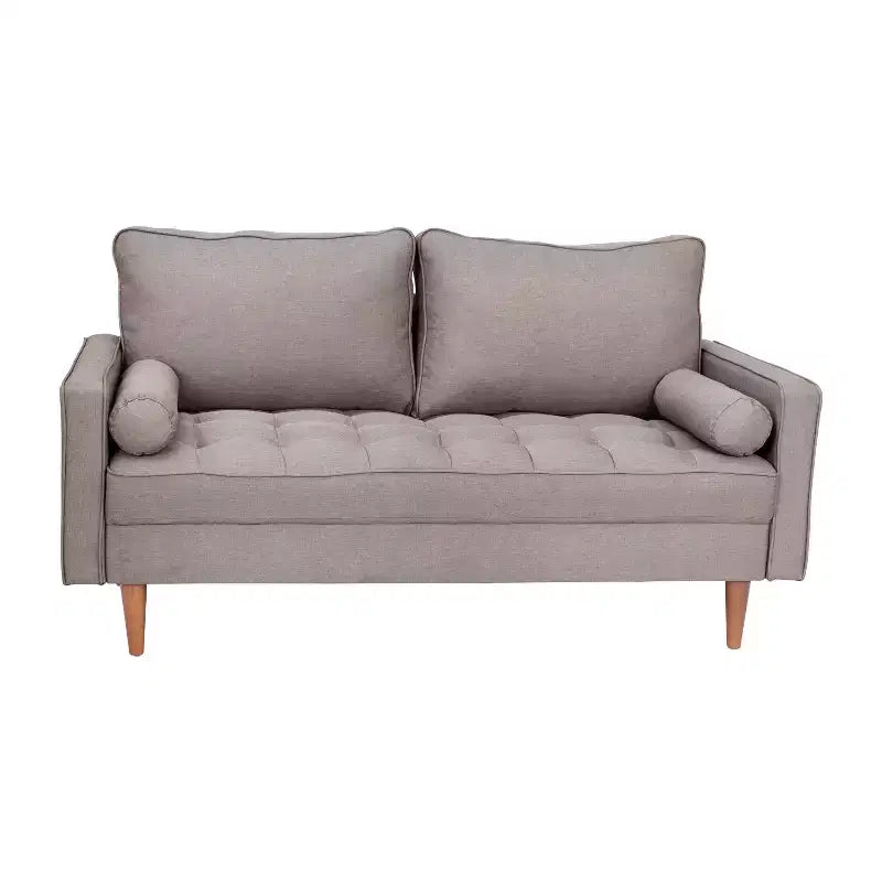 Canapé deux places Flash Furniture Hudson, style moderne du milieu du siècle, avec revêtement capitonné et pieds en bois massif