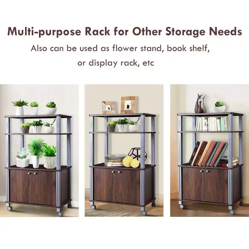 Étagère de Boulanger Costway, Support Micro-Ondes, Étagères de Rangement de Cuisine en Métal Blanc