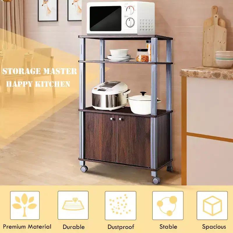 Étagère de Boulanger Costway, Support Micro-Ondes, Étagères de Rangement de Cuisine en Métal Blanc