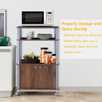 Étagère de Boulanger Costway, Support Micro-Ondes, Étagères de Rangement de Cuisine en Métal Blanc