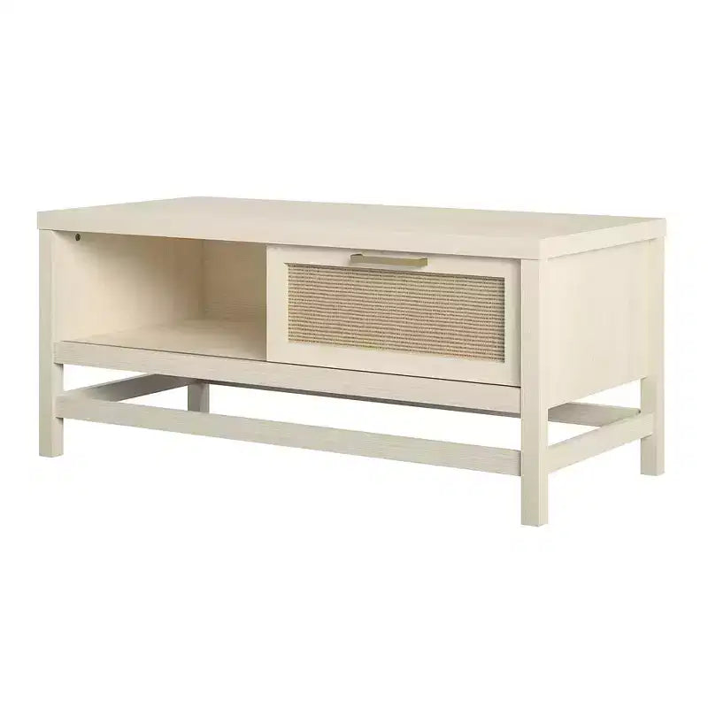 Table basse Lennon Ameriwood Home, chêne ivoire et rotin synthétique