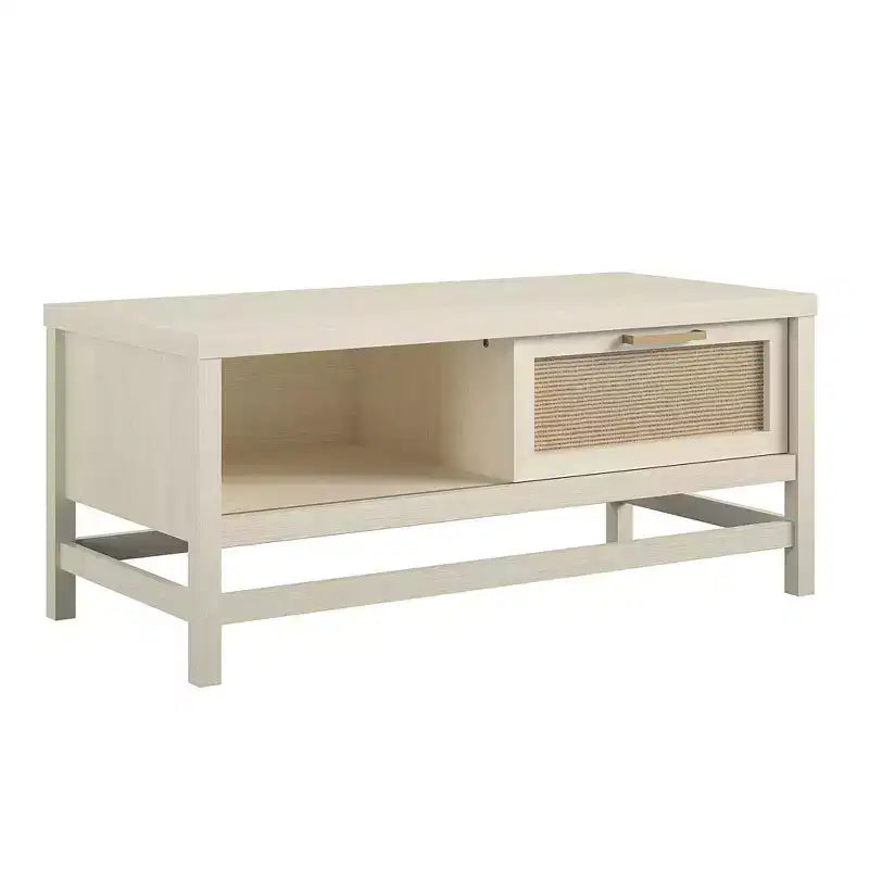 Table basse Lennon Ameriwood Home, chêne ivoire et rotin synthétique