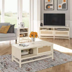 Table basse Lennon Ameriwood Home, chêne ivoire et rotin synthétique