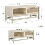Table basse Lennon Ameriwood Home, chêne ivoire et rotin synthétique