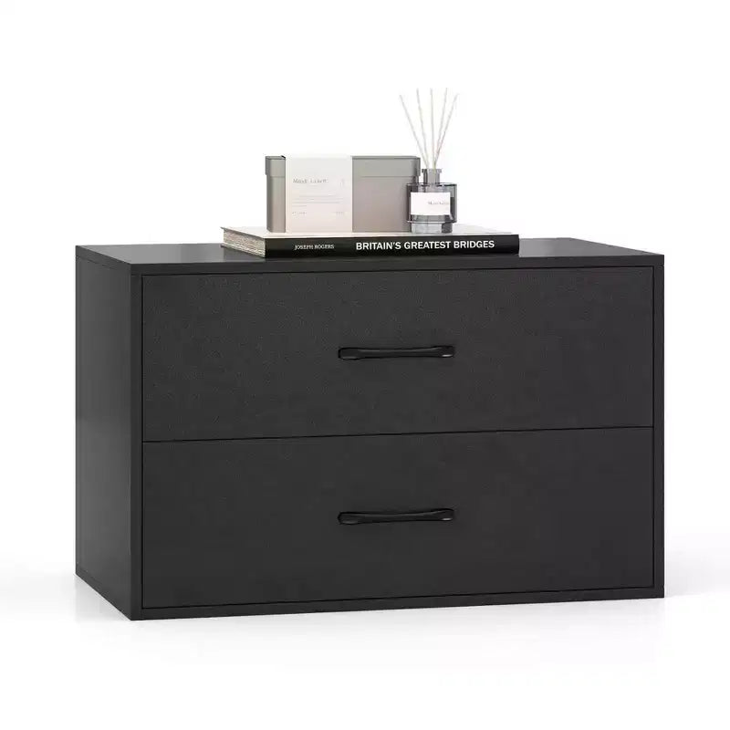 Costway 2-Drawer Dresser Stackable Horizontal Storage Organizer w/Handles White/Walnut/Black