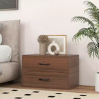 Commode Costway à 2 tiroirs, Organiseur de rangement horizontal empilable avec poignées, Blanc/Noyer/Noir