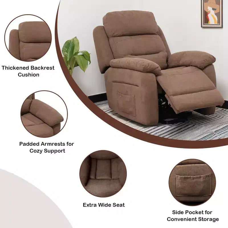 Fauteuil inclinable électrique Costway pour personnes âgées avec poche latérale et télécommande Gris/Marron