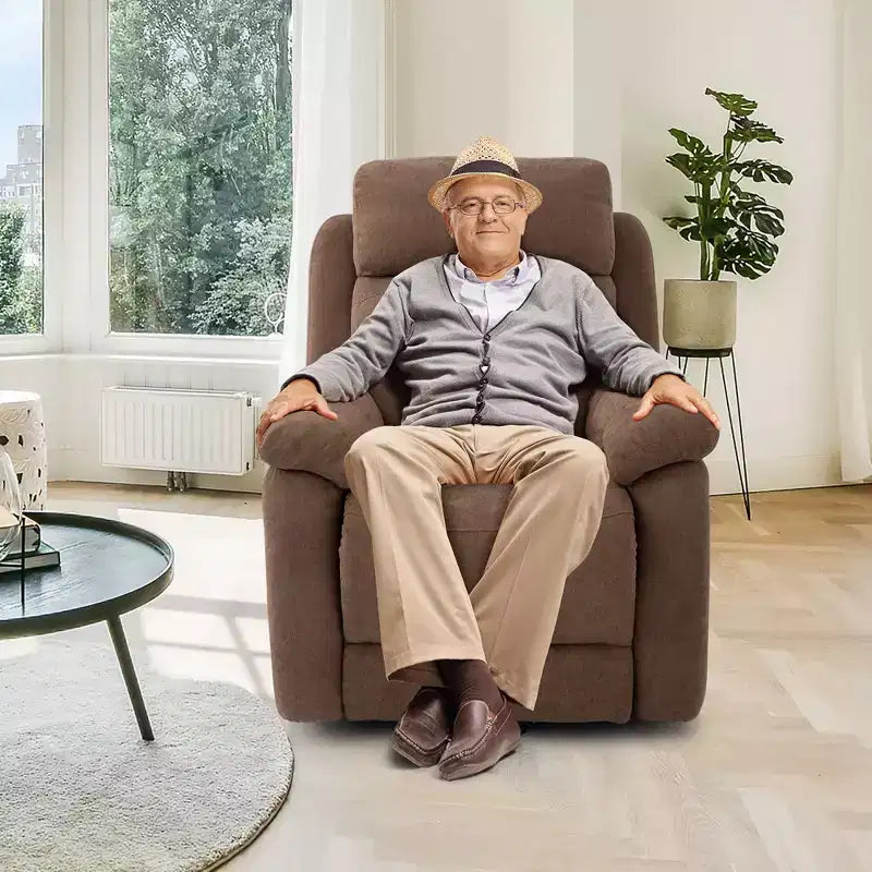 Fauteuil inclinable électrique Costway pour personnes âgées avec poche latérale et télécommande Gris/Marron