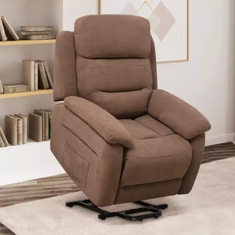 Fauteuil inclinable électrique Costway pour personnes âgées avec poche latérale et télécommande Gris/Marron