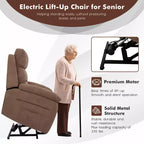 Fauteuil inclinable électrique Costway pour personnes âgées avec poche latérale et télécommande Gris/Marron