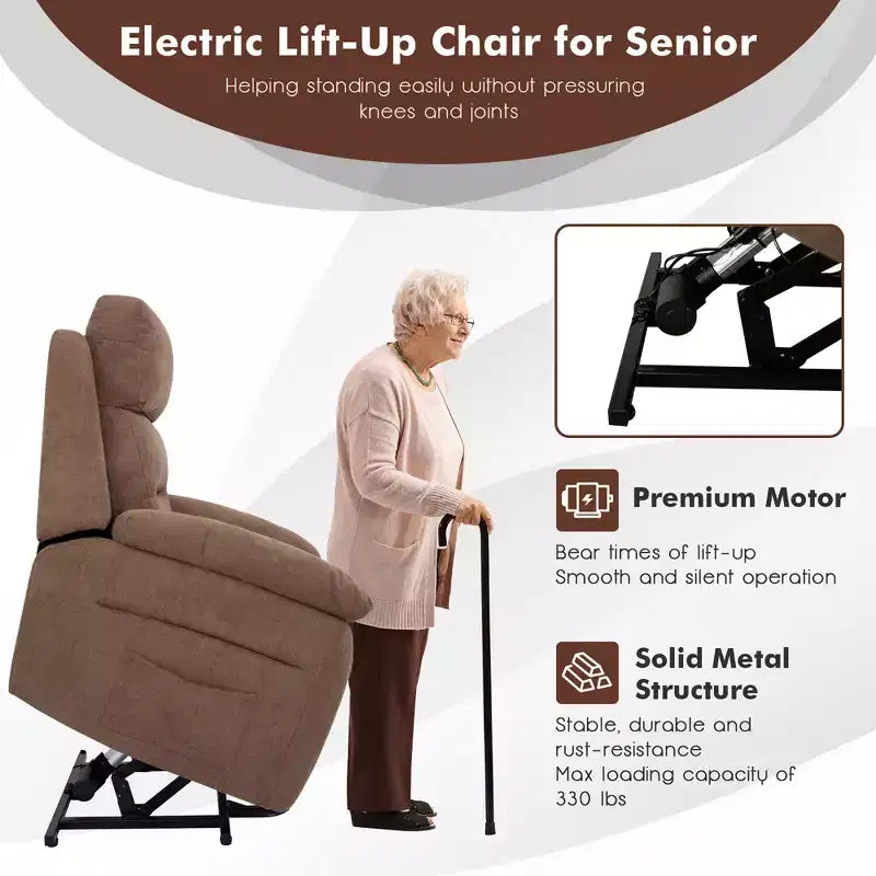 Fauteuil inclinable électrique Costway pour personnes âgées avec poche latérale et télécommande Gris/Marron