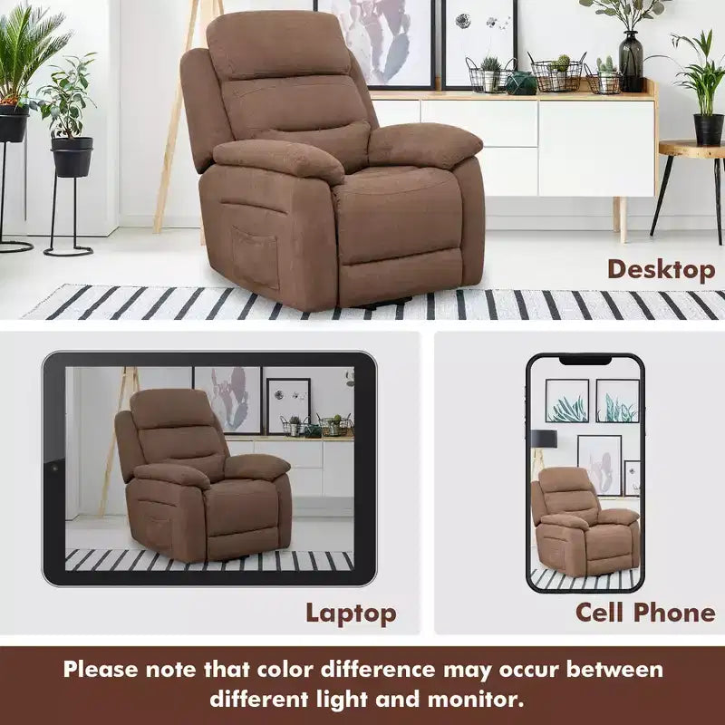 Fauteuil inclinable électrique Costway pour personnes âgées avec poche latérale et télécommande Gris/Marron
