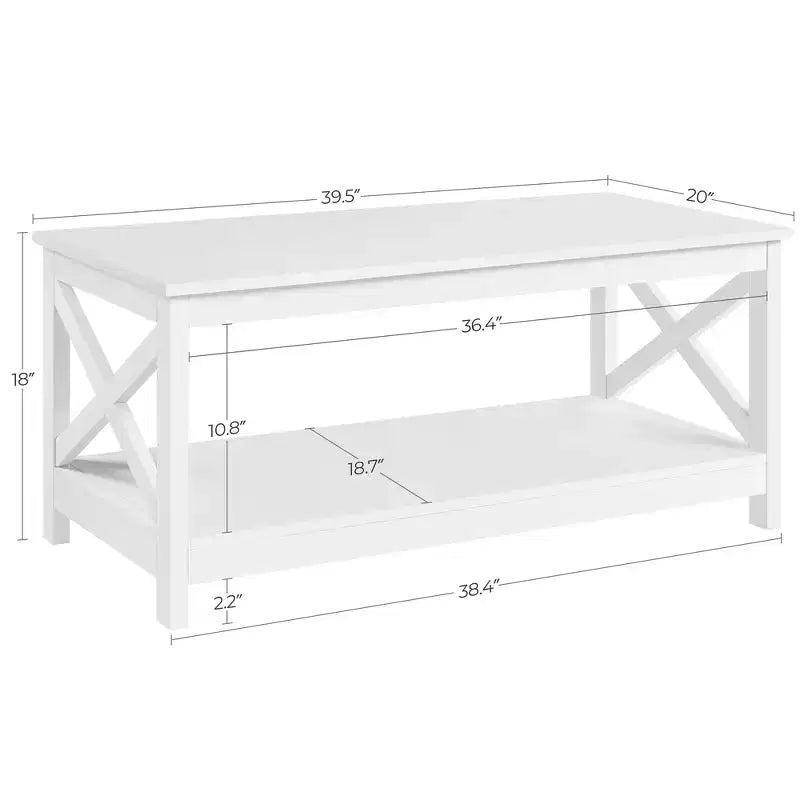 Table basse en bois Yaheetech à 2 niveaux avec étagère de rangement pour salon