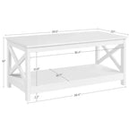 Table basse en bois Yaheetech à 2 niveaux avec étagère de rangement pour salon