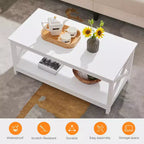 Table basse en bois Yaheetech à 2 niveaux avec étagère de rangement pour salon