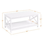Table basse en bois Yaheetech à 2 niveaux avec étagère de rangement pour salon