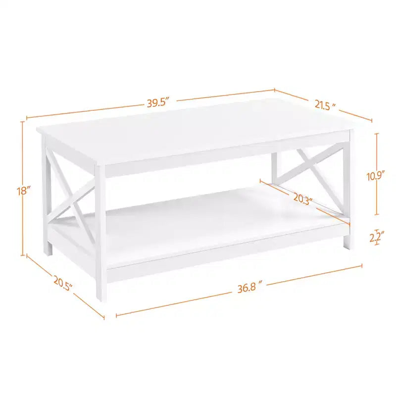 Table basse en bois Yaheetech à 2 niveaux avec étagère de rangement pour salon