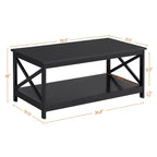 Table basse en bois Yaheetech à 2 niveaux avec étagère de rangement pour salon