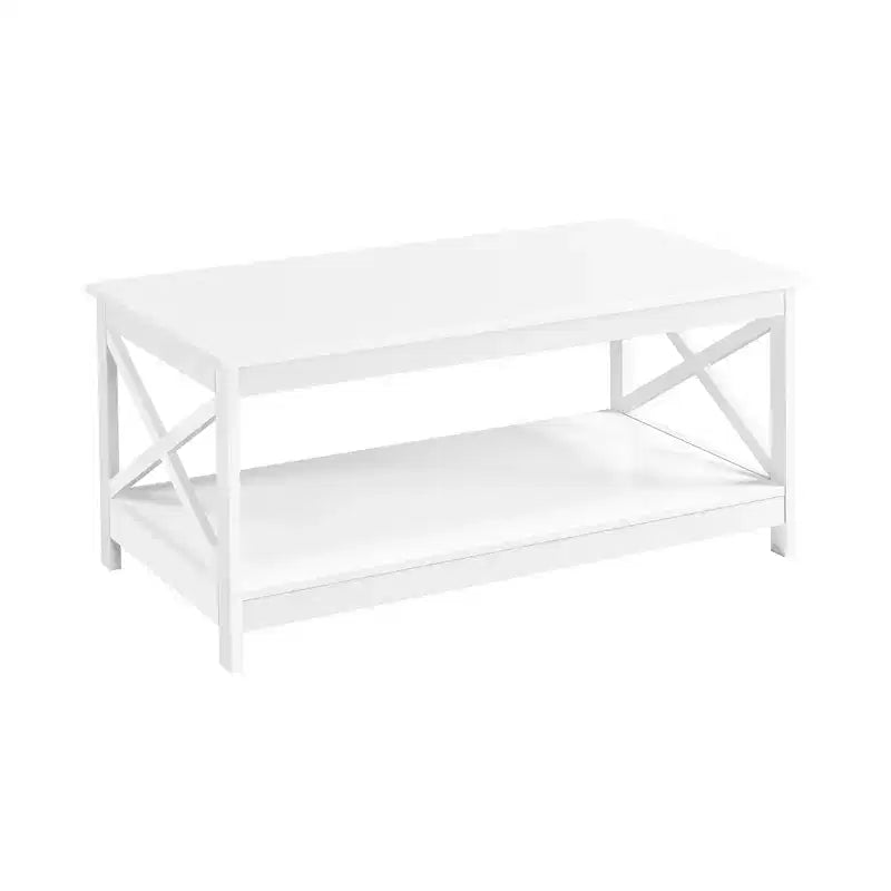 Table basse en bois Yaheetech à 2 niveaux avec étagère de rangement pour salon