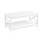 Table basse en bois Yaheetech à 2 niveaux avec étagère de rangement pour salon