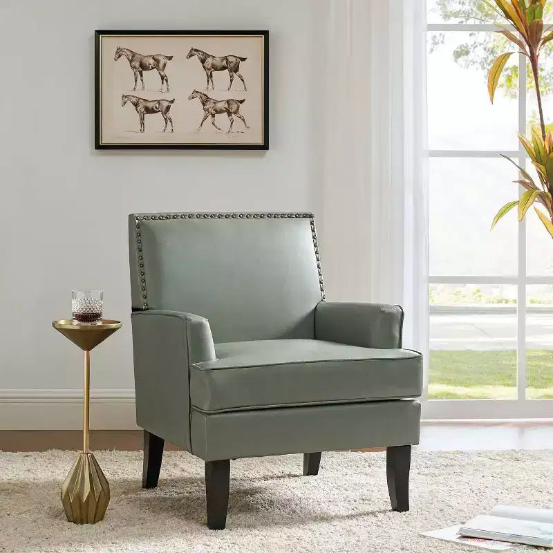 Fauteuil d'appoint rembourré en bois celadon | ART OF LIVING DESIGNS
