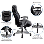 Chaise de bureau ergonomique à dossier haut Emma and Oliver 400 lb. Grande taille, accoudoirs réglables argentés
