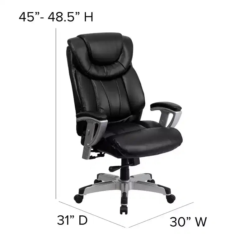 Chaise de bureau ergonomique à dossier haut Emma and Oliver 400 lb. Grande taille, accoudoirs réglables argentés