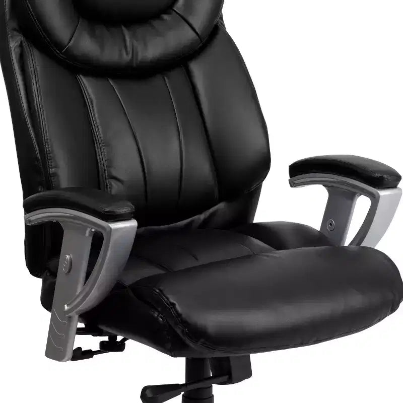 Chaise de bureau ergonomique à dossier haut Emma and Oliver 400 lb. Grande taille, accoudoirs réglables argentés