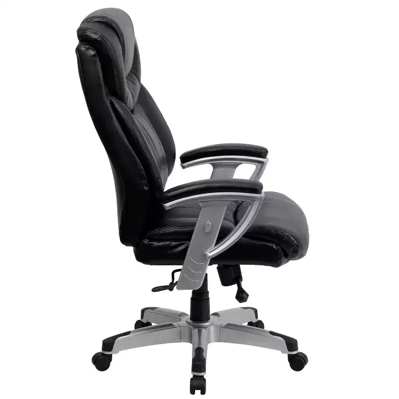 Chaise de bureau ergonomique à dossier haut Emma and Oliver 400 lb. Grande taille, accoudoirs réglables argentés