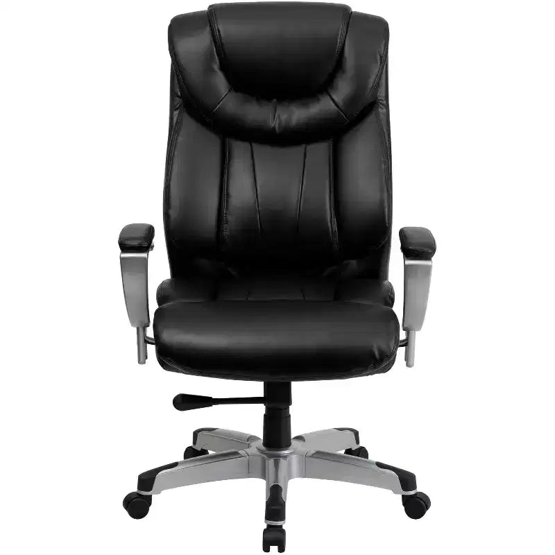 Chaise de bureau ergonomique à dossier haut Emma and Oliver 400 lb. Grande taille, accoudoirs réglables argentés