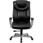 Chaise de bureau ergonomique à dossier haut Emma and Oliver 400 lb. Grande taille, accoudoirs réglables argentés