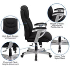 Chaise de bureau ergonomique à dossier haut Emma and Oliver 400 lb. Grande taille, accoudoirs réglables argentés