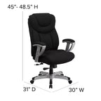Chaise de bureau ergonomique à dossier haut Emma and Oliver 400 lb. Grande taille, accoudoirs réglables argentés