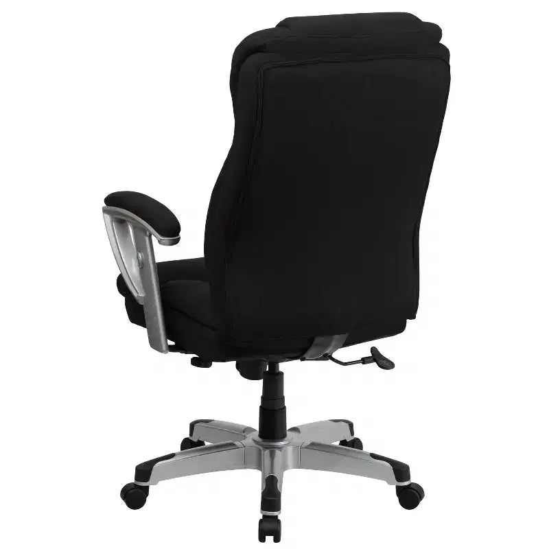 Chaise de bureau ergonomique à dossier haut Emma and Oliver 400 lb. Grande taille, accoudoirs réglables argentés