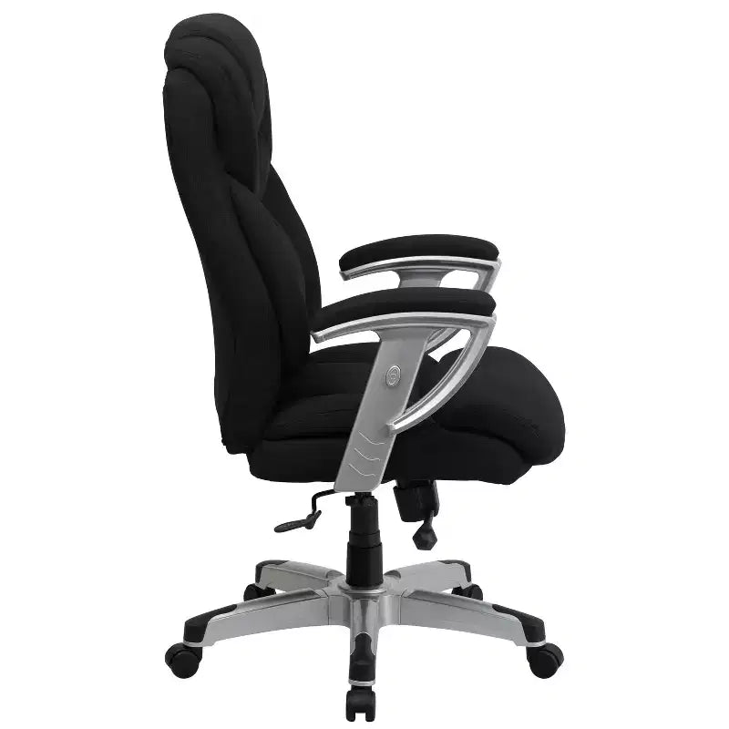 Chaise de bureau ergonomique à dossier haut Emma and Oliver 400 lb. Grande taille, accoudoirs réglables argentés
