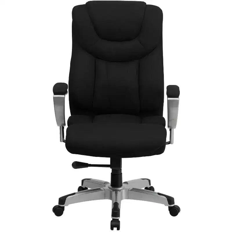 Chaise de bureau ergonomique à dossier haut Emma and Oliver 400 lb. Grande taille, accoudoirs réglables argentés