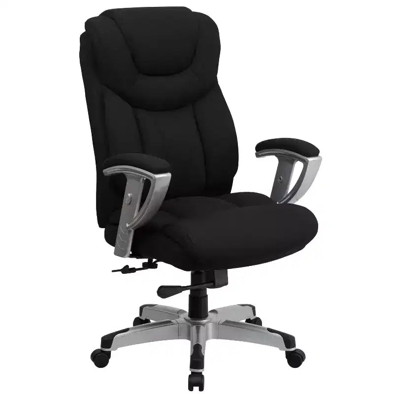 Chaise de bureau ergonomique à dossier haut Emma and Oliver 400 lb. Grande taille, accoudoirs réglables argentés
