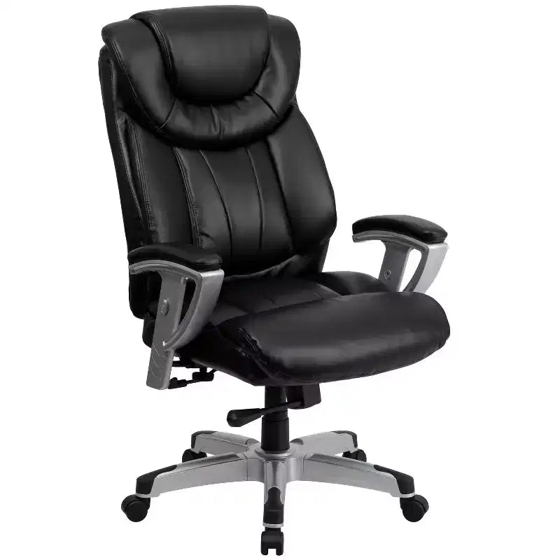 Chaise de bureau ergonomique à dossier haut Emma and Oliver 400 lb. Grande taille, accoudoirs réglables argentés