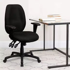 Chaise de bureau pivotante ergonomique Emma et Oliver à dossier haut en tissu avec 3 manettes et bras réglables