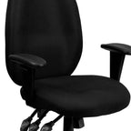 Chaise de bureau pivotante ergonomique Emma et Oliver à dossier haut en tissu avec 3 manettes et bras réglables