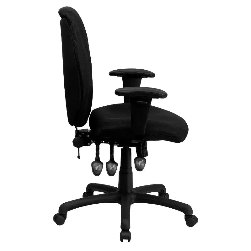 Chaise de bureau pivotante ergonomique Emma et Oliver à dossier haut en tissu avec 3 manettes et bras réglables