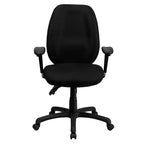 Chaise de bureau pivotante ergonomique Emma et Oliver à dossier haut en tissu avec 3 manettes et bras réglables