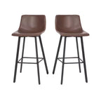 Merrick Lane Set of 2 Modern Upholstered Stools with Contoured, Low Back Bucket Seats and Iron Frames