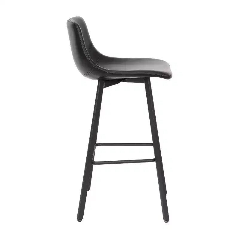Lot de 2 tabourets Merrick Lane modernes rembourrés avec sièges baquets incurvés à dossier bas et cadres en fer