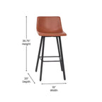Lot de 2 tabourets Merrick Lane modernes rembourrés avec sièges baquets incurvés à dossier bas et cadres en fer