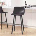 Lot de 2 tabourets Merrick Lane modernes rembourrés avec sièges baquets incurvés à dossier bas et cadres en fer