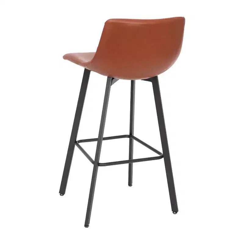 Lot de 2 tabourets Merrick Lane modernes rembourrés avec sièges baquets incurvés à dossier bas et cadres en fer